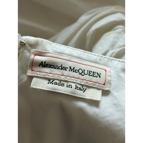 Alexander McQueen Papercut Print Puff Sleeve Poplin Dress SZ 0 - Picture 8 of 8